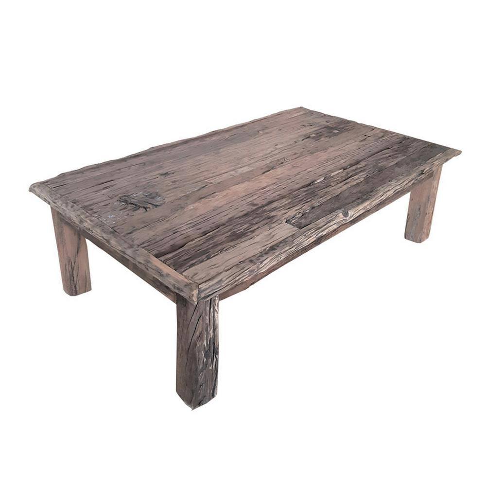 Custom Series 59.1 in. Brown Rectangle Wood Coffee Table with Old Antique Wood