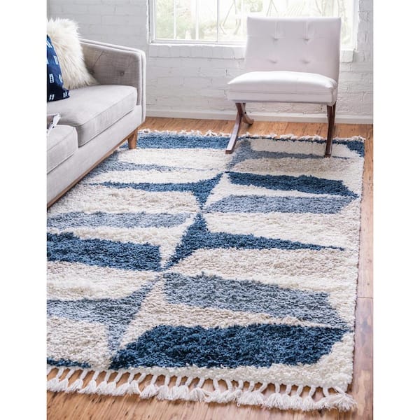 Hygge Shag Balanced Blue 9 ft. x 12 ft. Area Rug