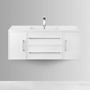Milano 48 in. W x 18 in. D x 20 in. H Single Sink Wall Bathroom Vanity in White with Cultured Marble Top in White