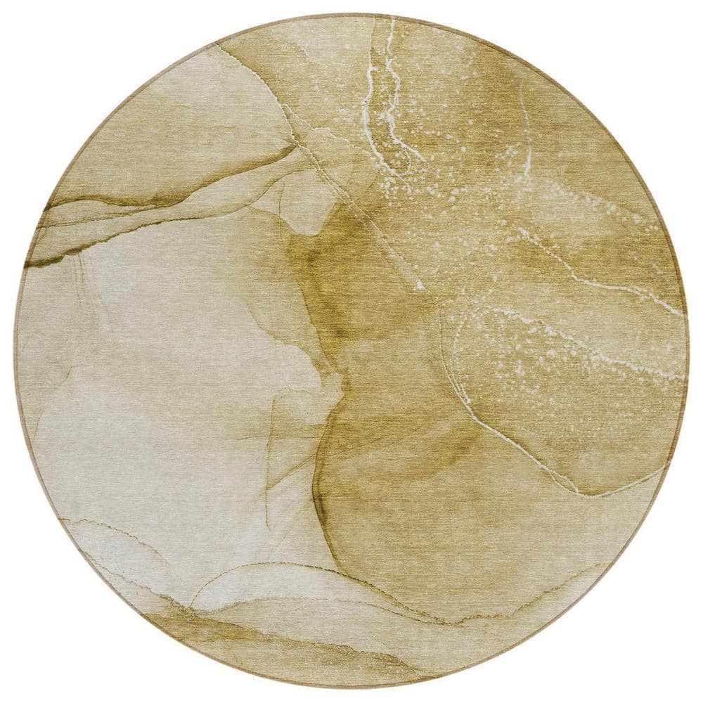Beige 8 ft. Round Abstract Indoor / Outdoor Area Rug price history on PriceWatchPro