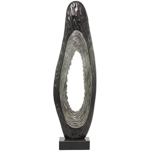 Litton Lane 5 in. x 50 in. Black Aluminum Teardrop Abstract Sculpture with Black Base
