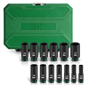 NEIKO 1/2 in. Drive 12-Point Axle Nut Socket Set, 10-Piece, Metric