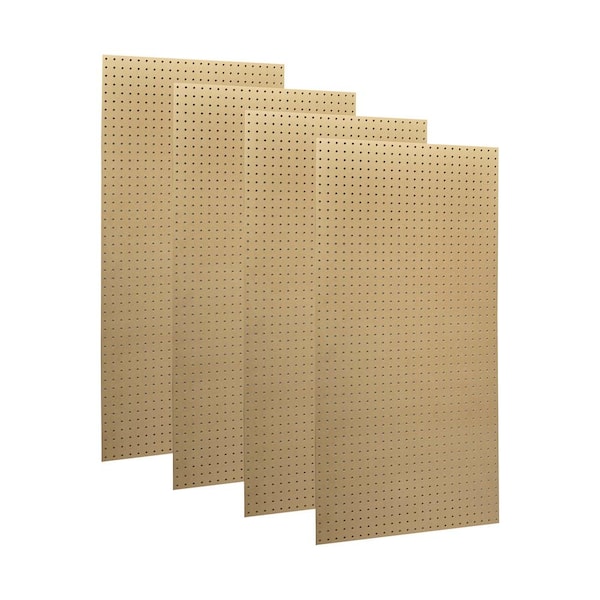 Triton Products 24 In. H x 48 In. W x 1/4 in . D Heavy-Duty HDF Round Hole Pegboards Natural (4-Pack)