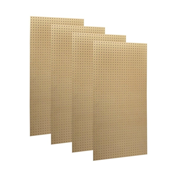 24 In. H x 48 In. W x 1/4 in . D Heavy-Duty HDF Round Hole Pegboards Natural (4-Pack)
