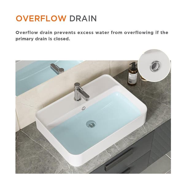 Glacier Bay 24 in. x 17 in. Ceramic Rectangular Vessel Bathroom