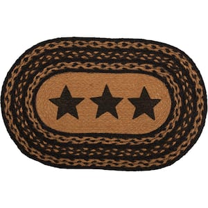 Farmhouse Star 12 in. W x 18 in. L Black Tan Jute Oval Placemat (Set of 6)