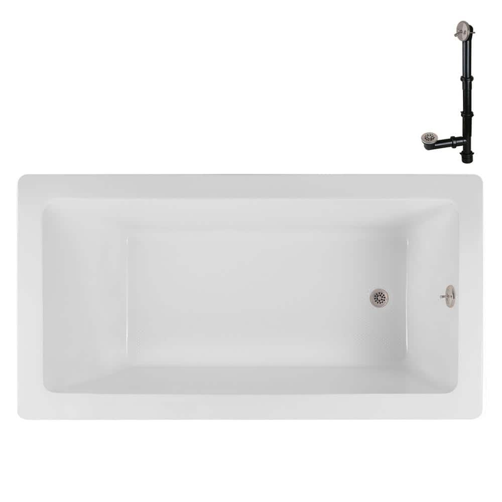 N-4080-706-BNK 66 in. x 34 in. Rectangular Acrylic Soaking Drop-In Bathtub, with Reversible Drain in Brushed Nickel price history on PriceWatchPro