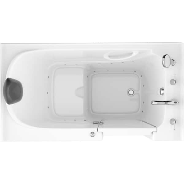 Safe Premier Series 32 in. L x 60 in. W Right Side Drain Air Jetted Bathtub in White with Fast Filling Faucet Set