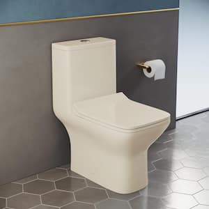 Carre 1-piece 1.1/1.6 GPF Dual Flush Square Toilet in Bisque Seat Included