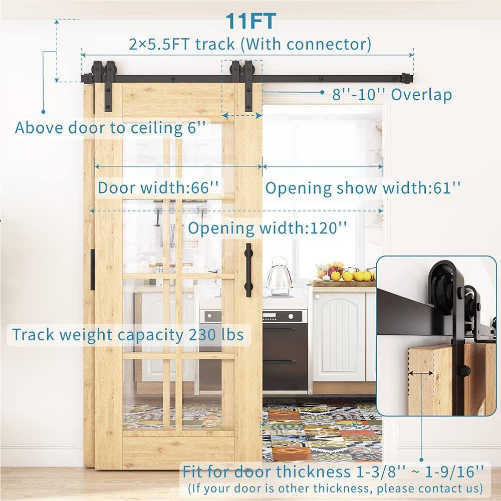 Matte Black Single Bypass Barn Door Hardware Kit