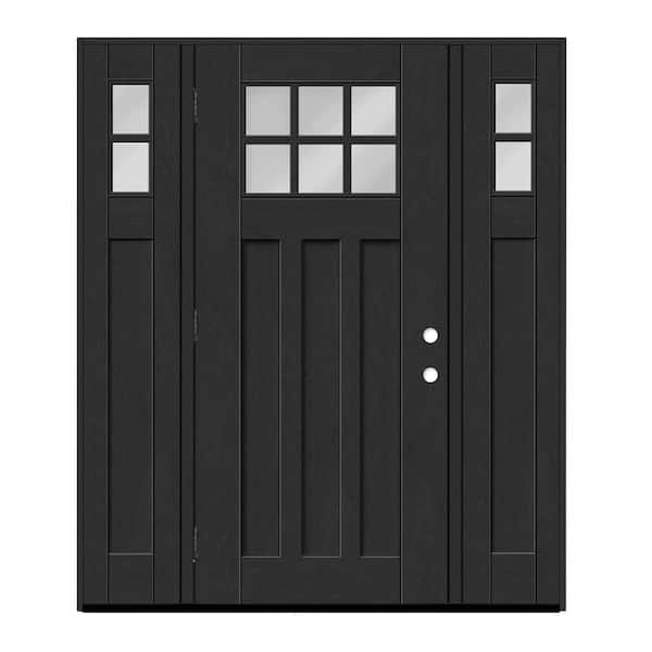 Regency 64 in. x 80 in. 6L Toplite Clear Glass RHOS Onyx Mahogany Fiberglass Prehung Front Door w/ 12in.SLs_6in.Jamb