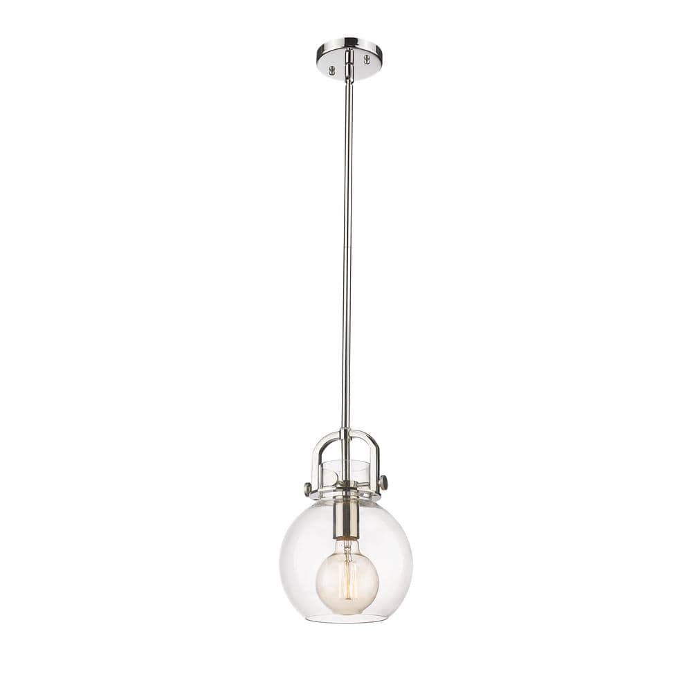Newton Sphere 100-Watt 1 Light Polished Nickel Shaded Pendant Light with Clear glass Clear Glass Shade price history on PriceWatchPro
