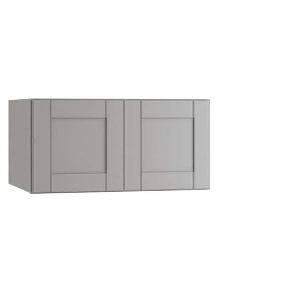 Arlington Veiled Gray Plywood Shaker Stock Assembled Wall Bridge Kitchen Cabinet Soft Close 36 in W x 24 in D x 18 in H