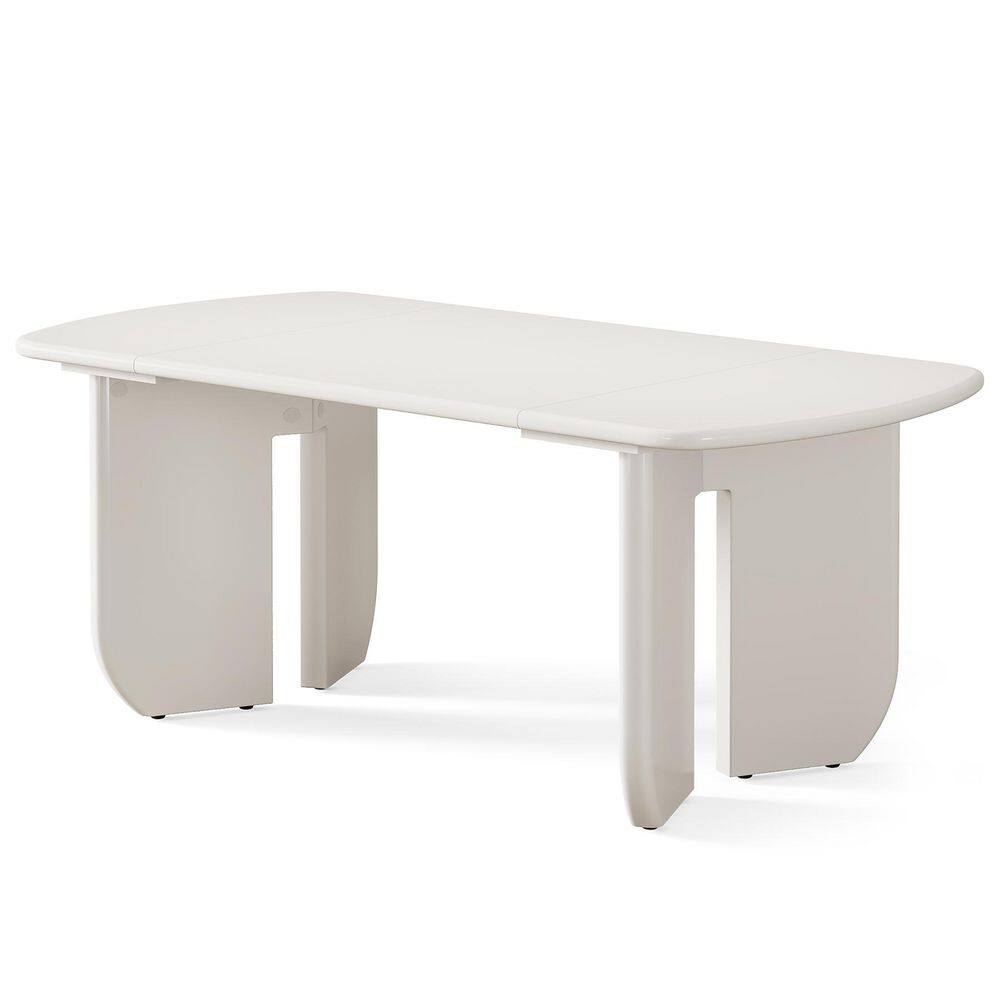 62.99" in. W Rectangle White Wood Executive Desk with Curved Base, Modern Writing Desk, Computer Desk for Home Office