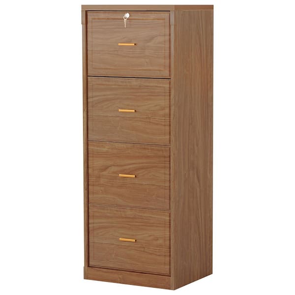 Cindy 4-Drawer Brown Wood 22.8 in. W Storage Home Office Lateral Vertical File Cabinet A4/Letter/Legal Size