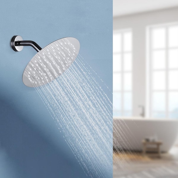 1-Spray Patterns with 1.8 GPM 10 in. Wall Mount Rain Fixed Shower Head in Polished Chrome