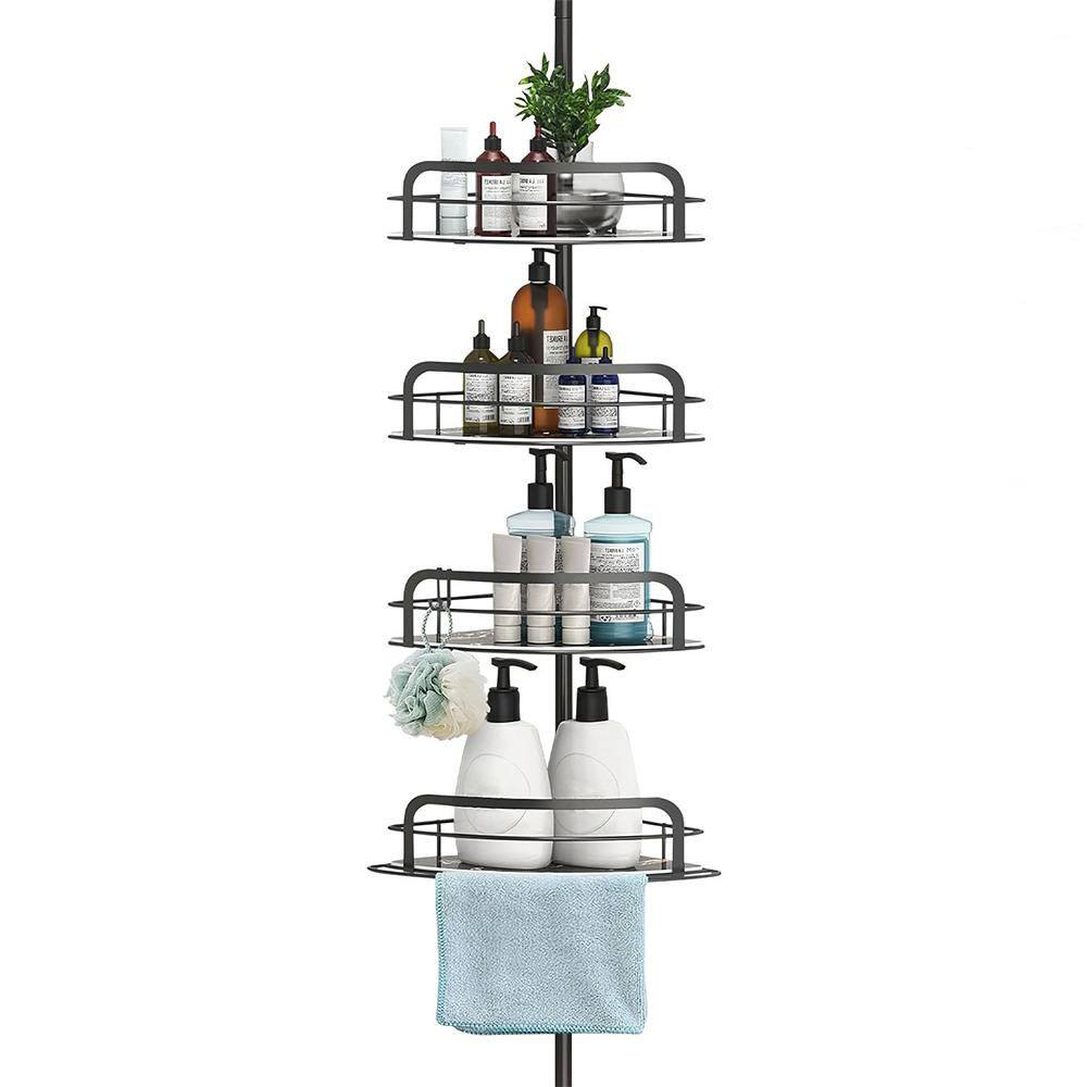 4-Tier Corner Shower Caddy Tension Pole-Drill Free Rust Adjustable Bathroom Organizer for Shampoo Storage in Black price history on PriceWatchPro