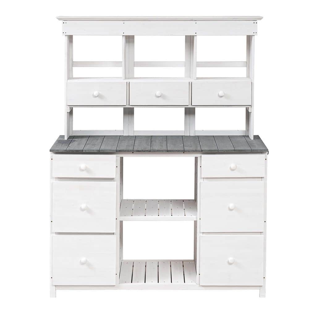 50.1 in. W x 65.7 in. H Shed Garden Potting Bench Table with Multiple Drawe