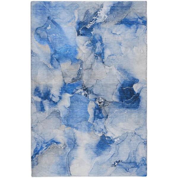 Dream Shag Premium Machine Washable Abstract ADS526 Navy 9 ft. x 12 ft. Area Rug