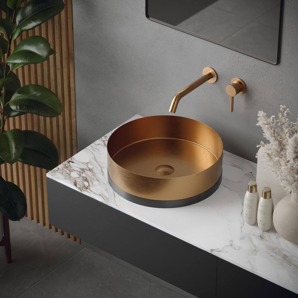 Brushed Copper and Gunmetal Grey Circular Vessel Sink