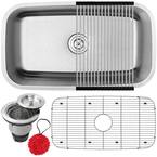 Haven Undermount 16-Gauge Stainless Steel 31.5 in. Single Basin Kitchen Sink with Accessory Kit