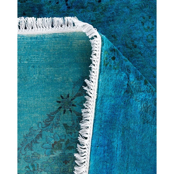 Overdyed Blue 8 ft. x 10 ft. Solid Wool Indoor Area Rug