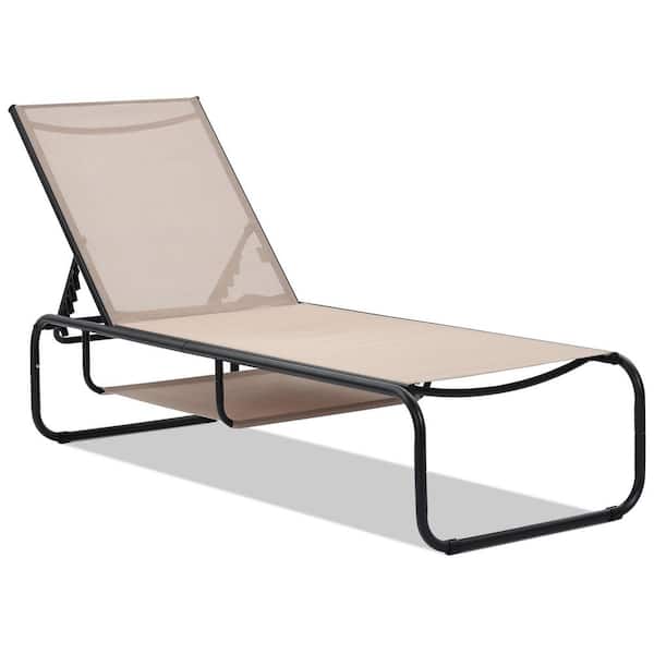 Metal Back Adjustable Outdoor Patio Chaise Lounge