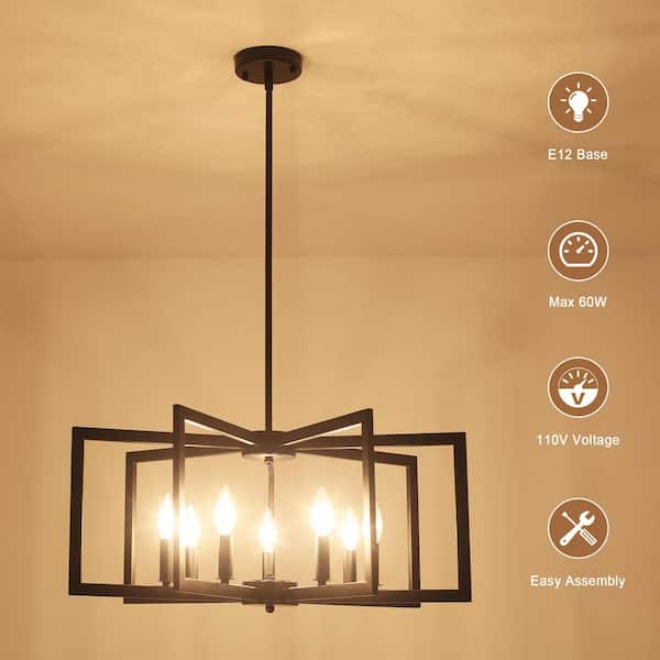 ADSENSTY 7-Light Black Modern Chandelier Light Fixture with