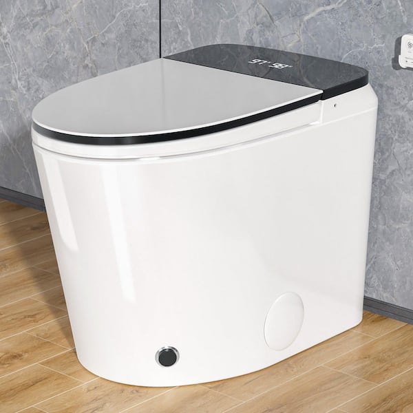 Elongated Smart Toilet Bidet 1.28 GPF Auto Flush, Smart Bidet Toilet in White Heated Seat, Warm Water,Dryer, Night Light