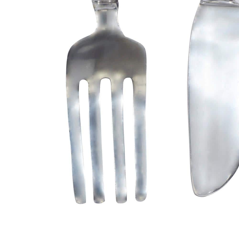 DecMode Silver Aluminum Knife, Spoon and Fork Utensils Wall Decor (3 Count)