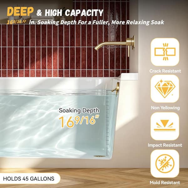 Getpro PureDrop 54 in. x 32 in. Acrylic Rectangular Drop-in