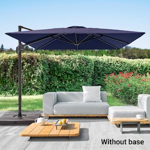 Navy Blue Premium 10x10FT Cantilever Patio Umbrella with 360° Rotation and Infinite Canopy Angle Adjustment
