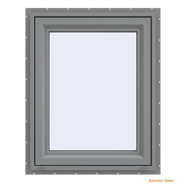 JELD-WEN 23.5 in. x 29.5 in. V-4500 Series Gray Painted Vinyl Right-Handed Casement Window with Fiberglass Mesh Screen