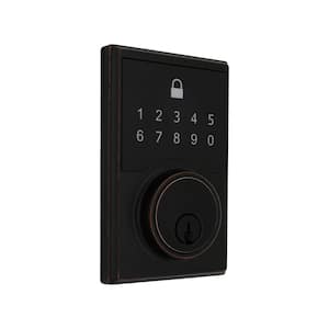 Square Aged Bronze Compact Touch Electronic Deadbolt