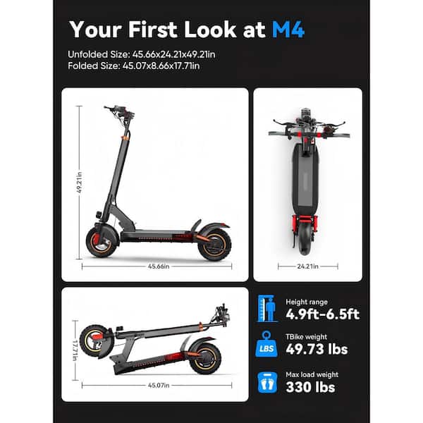 2-Wheel Heavy Duty Electric Scooter in Black