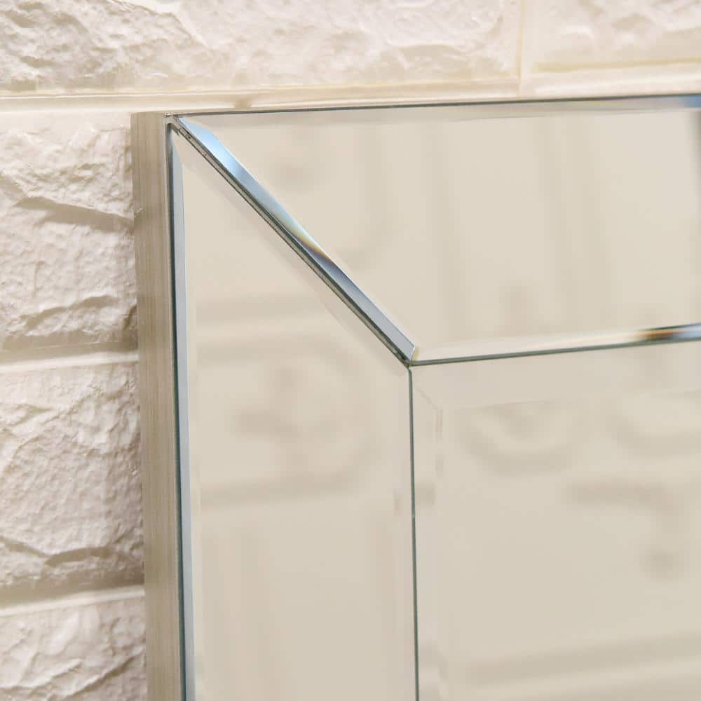 Moderno 64" Beveled Full Length Mirror with Wooden Frame