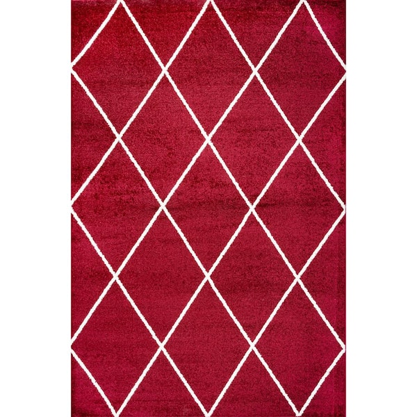 Cole Minimalist Diamond Trellis Red/White 8 ft. x 10 ft. Area Rug