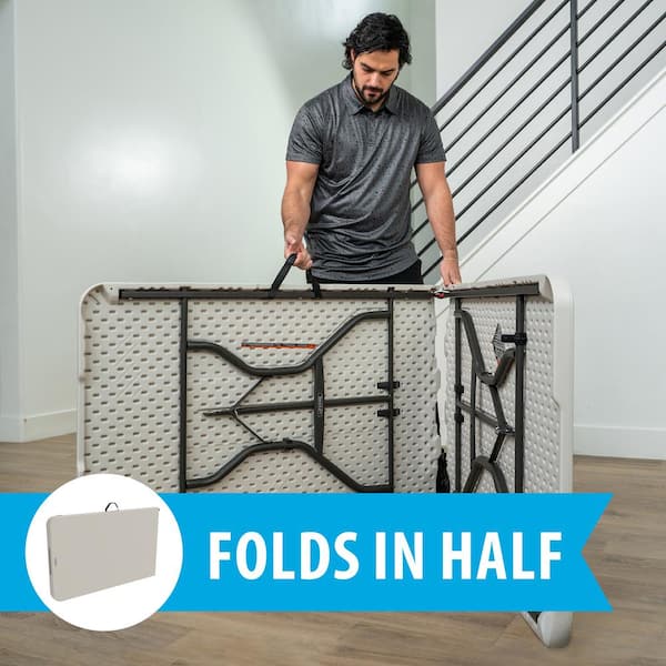 Lifetime - 8 ft. Fold-in-Half Table Almond