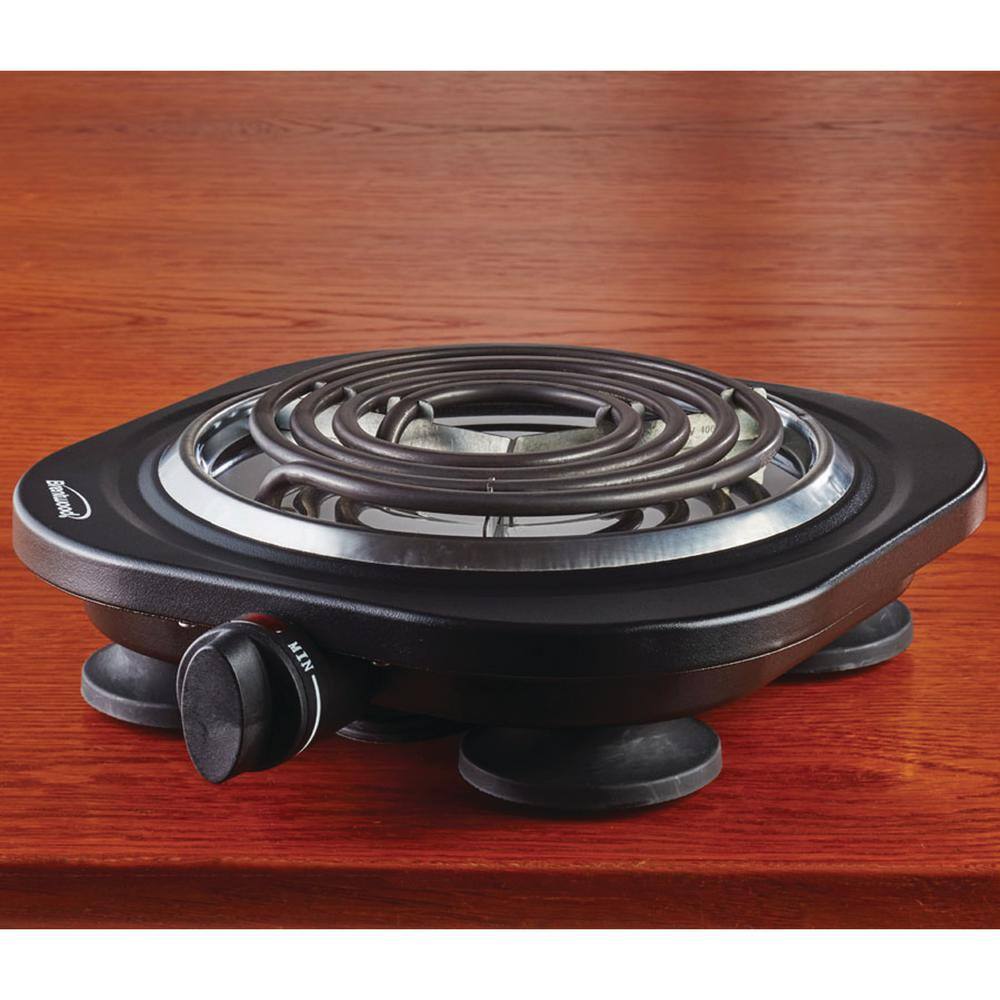 Compact Black Stainless Steel Single Electric Burner