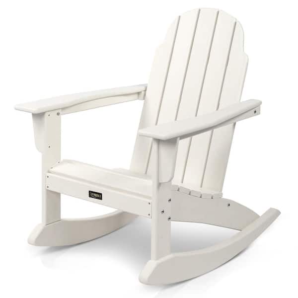 VINGLI White Plastic Weatherproof HDPE Outdoor Rocking Chair