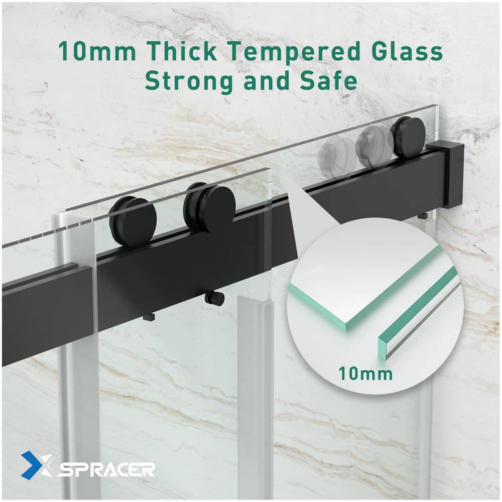 60" Matte Black Aluminum Framed Double Sliding Shower Door