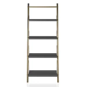 Nova 64.12 in. 4-Shelf Ladder Bookcase in Graphite Gray
