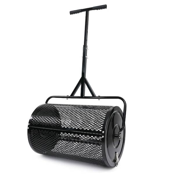 Metal Compost Spreader 24 Inch Peat Moss Spreader for Top Soil, Manure, Mulch, Top Dressing