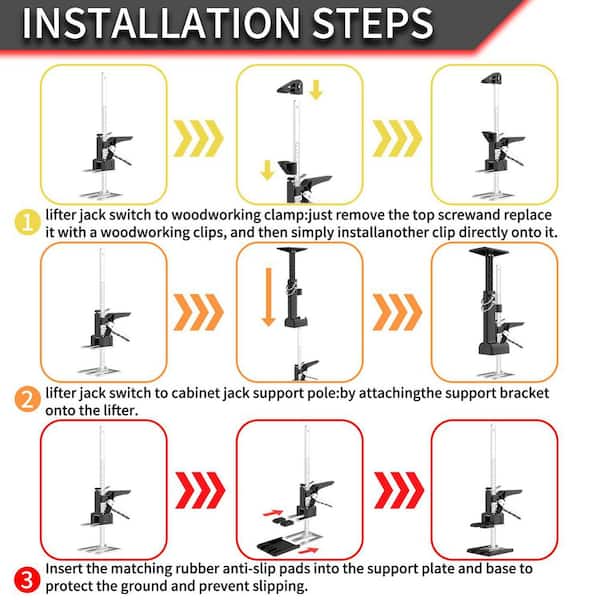 Laybus 23.6 in. Black Stainless Steels Jack Post, Cabinet Jacks (2