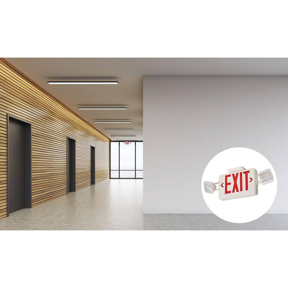 White LED Emergency Exit Sign with Dual Lights