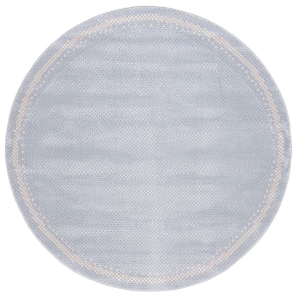 Continental 7 ft. x 7 ft. Blue/Beige Border Latticework Round Area Rug