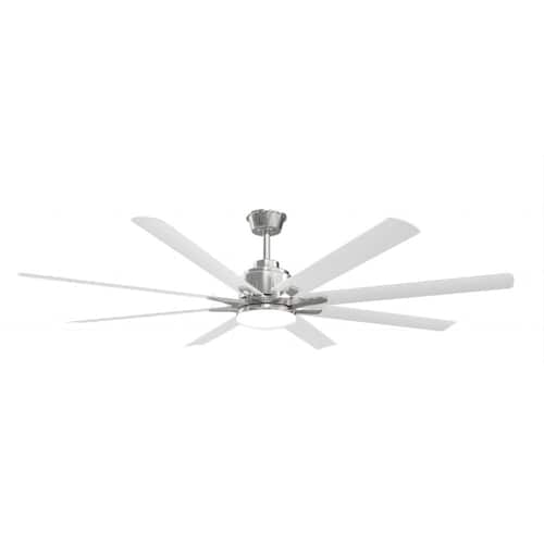 66 in. Indoor Silver and White Ceiling Fan with 8-Blades, LED Light and Remote Included GMGSROM Ceiling Fans With Lights