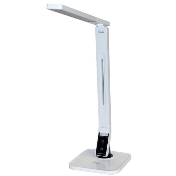 Euri Lighting 17.75 in. White LED Desk Lamp with Touch Dimming Control