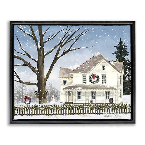 Charming Winter Neighborhood by Billy Jacobs 1 Piece Floater Frame Graphic Print Nature Poster Art Print 31 in. x 25 in.