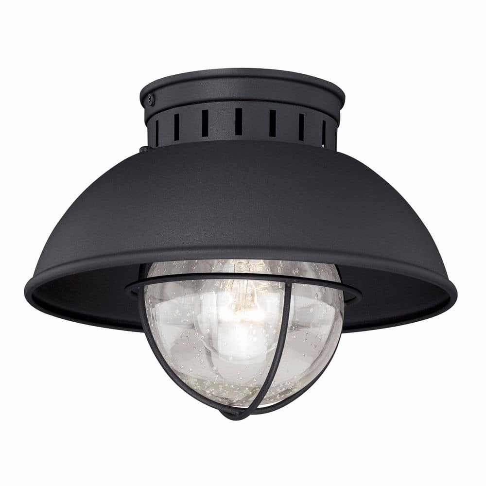 Harwich Black Coastal Barn Dome Outdoor Flush Mount 1-Light Ceiling Fixture Clear Glass price history on PriceWatchPro